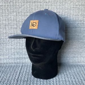 TenTree 10 Flat Brim Snapback Hat Cork Patch Logo Blue